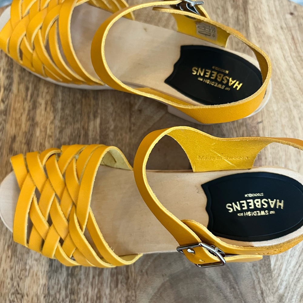 Yellow Swedish Hasbeens Sandals in Size 6.5